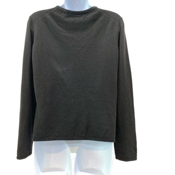 Valerie Stevens Black Cashmere Beaded Cardigan Sweater Size Medium - Picture 13 of 13